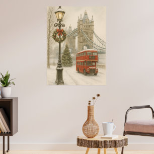 Christmas in London Gift for Traveler   Holiday Poster