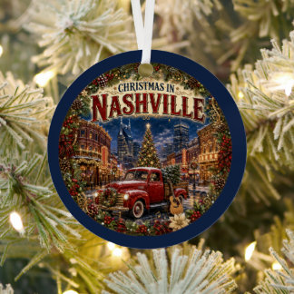 Christmas in Nashville Vintage Travel Keepsake Metal Ornament