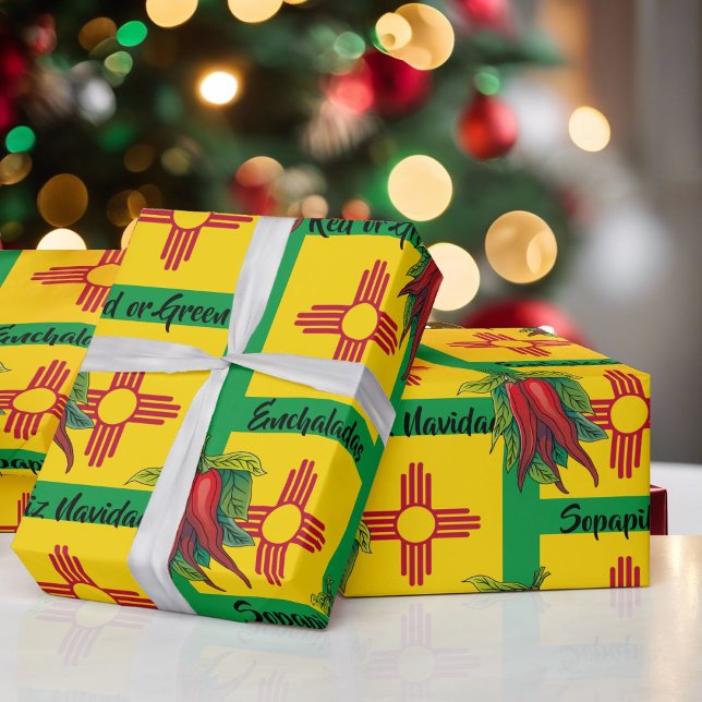 Christmas in New Mexico Smell The Enchiladas Chili Wrapping Paper (Creator Uploaded)