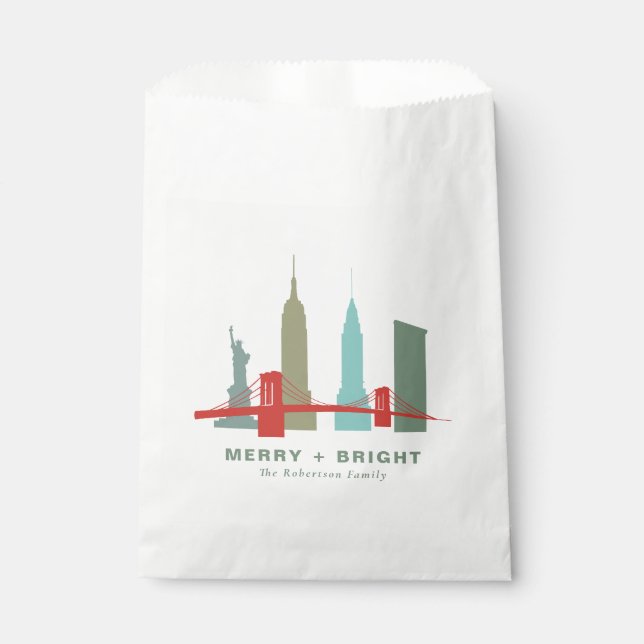 Christmas in New York, Architecture Skyline Favor Bag (Front)