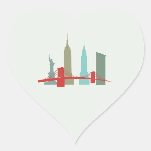 Christmas in New York Architecture Skyline Gift S Heart Sticker