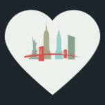 Christmas in New York, Architecture Skyline Gift S Heart Sticker<br><div class="desc">Calling all lovers of New York City! This elegant and minimal design features five iconic landmarks of the NYC skyline -- the Statue of Liberty, the Chrysler Building, the Empire State Building, the Flatiron Building, and the Brooklyn Bridge. It makes an elegant and unique statement for your holiday gift wrapping....</div>