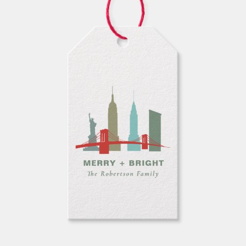 Christmas in New York Architecture Skyline Gift Tags