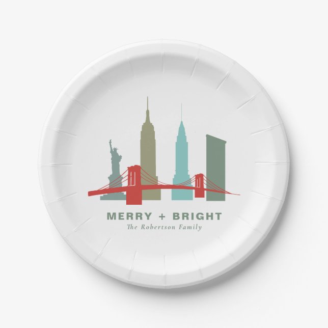 Christmas in New York, Architecture Skyline Paper Plates (Front)