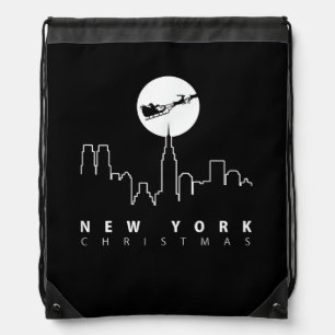 Christmas in New York City Drawstring Bag