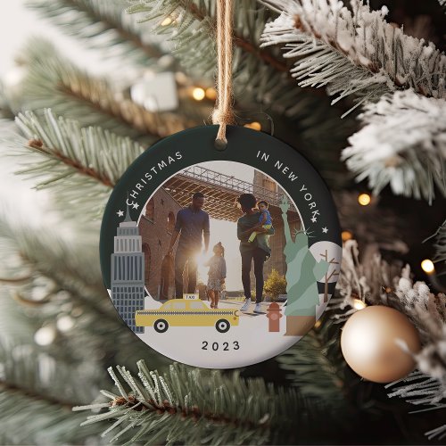 Christmas in New York Keepsake Photo Ceramic Ornament