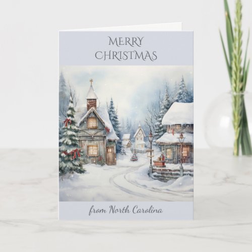 Christmas in North Carolina Winter Landscape Holiday Card