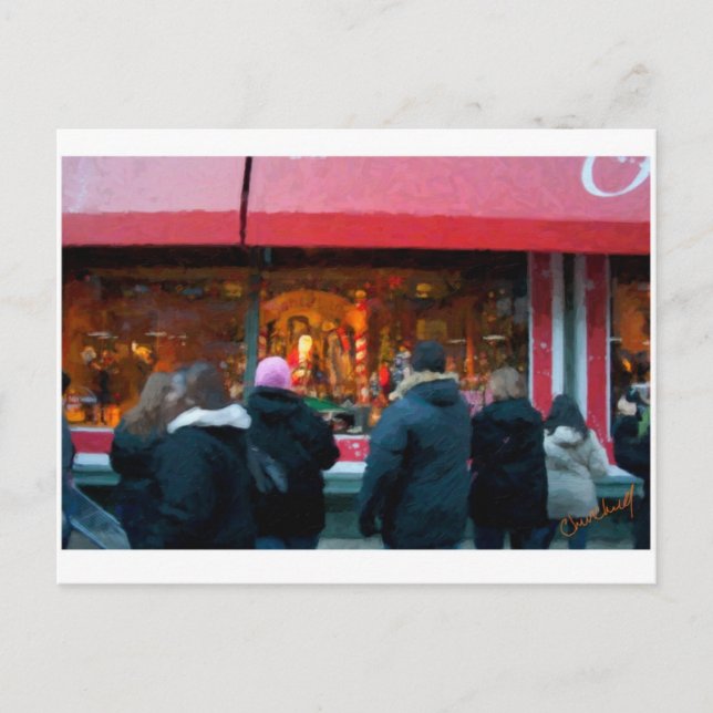 Christmas in NYC window Holiday Postcard (Front)