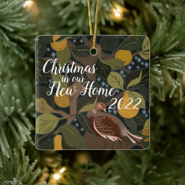 Christmas in our New Home Partridge Pear Tree  Cer Ceramic Ornament (Tree)