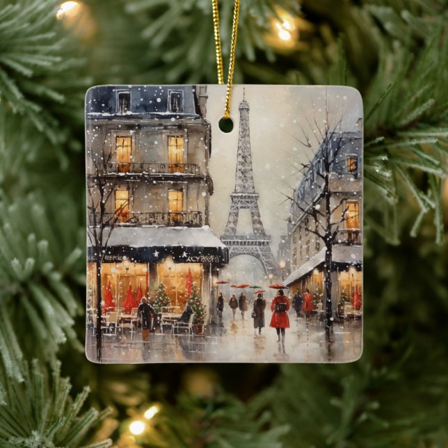 Christmas In Paris Ceramic Ornament (Tree)