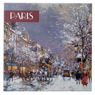 Christmas in Paris. Christmas Gift Ceramic Tiles