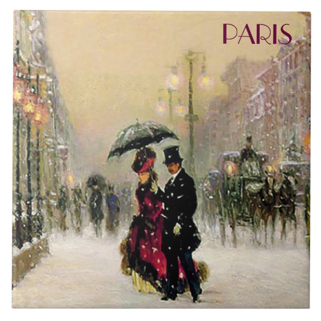 Christmas in Paris. Christmas Gift  Tile (Front)