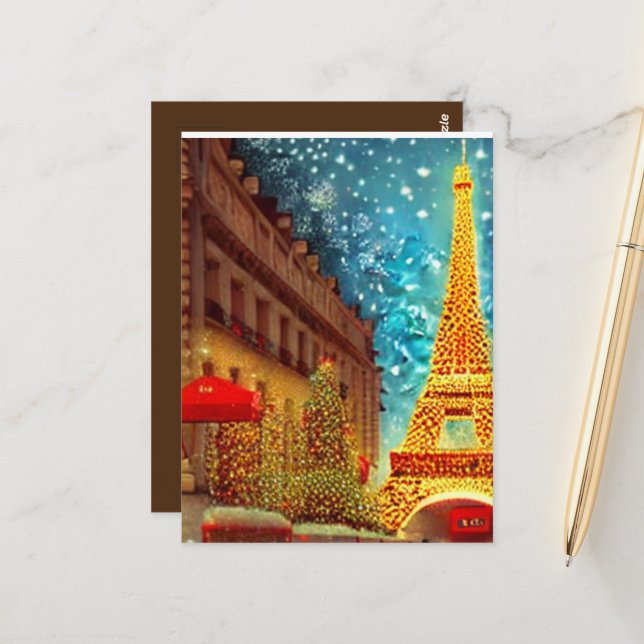 Christmas in Paris, elfle tower Postcard (Front/Back In Situ)