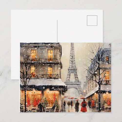 Christmas in Paris,  Holiday Postcard