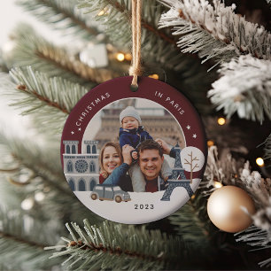 Christmas in Paris Keepsake Photo Ceramic Ornament