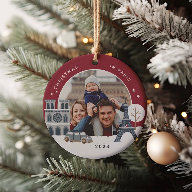 Christmas in Paris Keepsake Photo Ceramic Ornament (Creator Uploaded)
