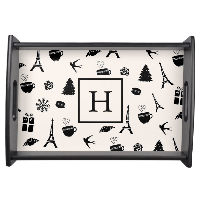 Christmas in Paris | Monogrammed Serving Tray (Front)