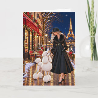 Christmas in Paris,Poodle Holiday Card