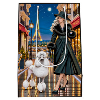 Christmas in Paris,Poodle Medium Gift Bag