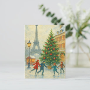 Christmas in Paris Postcard – Eiffel Tower Winter