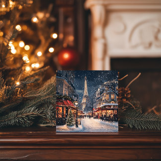 Christmas in Paris: Sparkling Eiffel Tower Avenue Holiday Card