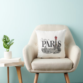 Christmas In Paris Throw Pillow