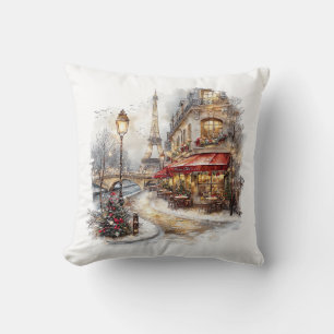 Christmas In Paris Throw Pillow