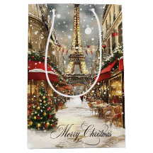 Christmas in Paris Vintage Holiday Street Scene