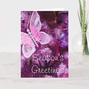 Christmas In Pink And Purple Holiday Card