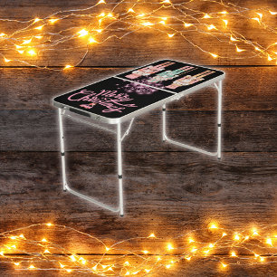 Christmas in Pink Nutcrackers on Black    Beer Pong Table