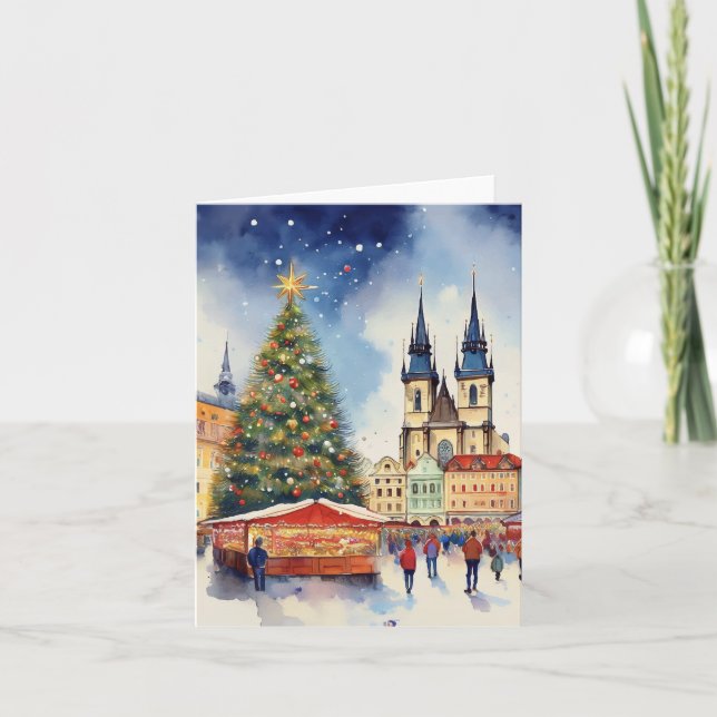 Christmas in Prague Watercolor Card (Front)