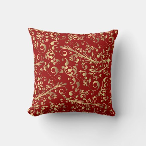 Christmas in red  gold throw pillow