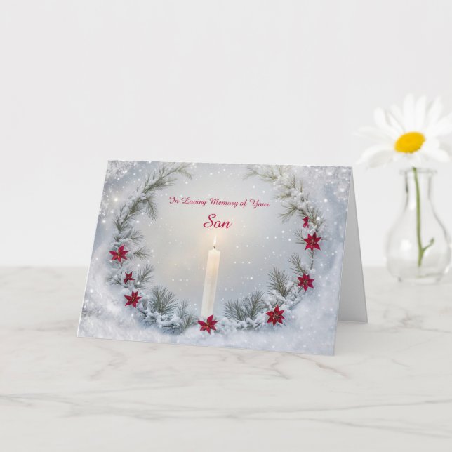 Christmas in Remembrance Memory of Son Memorial  Card (Small Plant)
