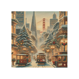 Christmas in San Francisco – Golden Gate Wood Wall Art