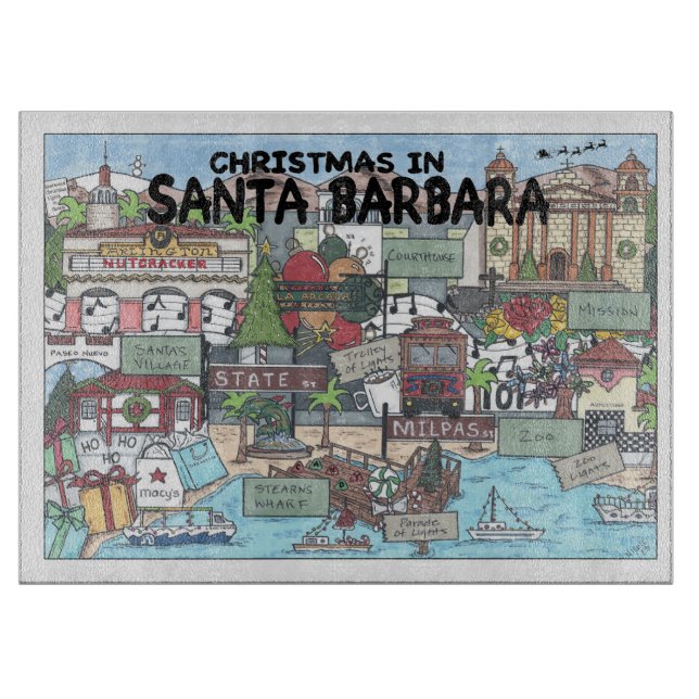 Christmas in Santa Barbara Cutting Board (Front)