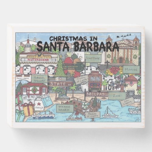 Christmas in Santa Barbara  Wooden Box Sign