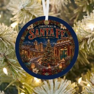 Christmas in Santa Fe Vintage Travel Keepsake Metal Ornament