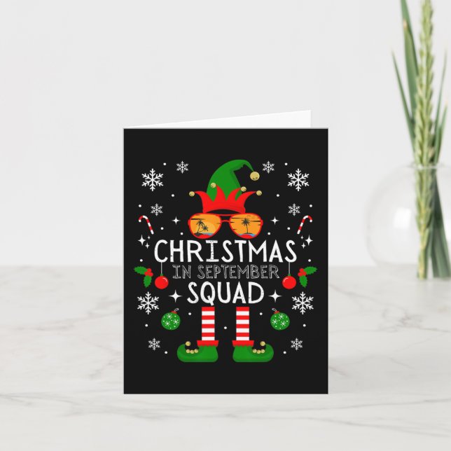 Christmas In September Squad Costume Elf Sunglasse Card (Front)