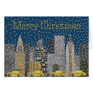 Christmas in Snowy New York City Customizable  Cards