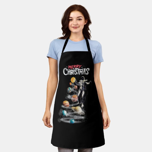 Christmas in Space Solar System Astronaut Invitati Apron (Worn)