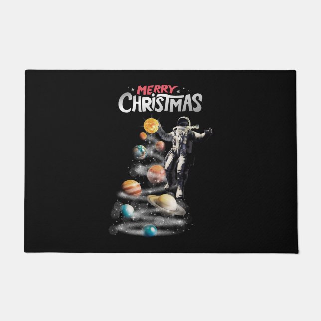 Christmas in Space Solar System Astronaut Invitati Doormat (Front)