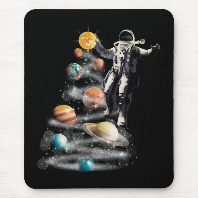 Christmas in Space Solar System Astronaut Invitati Mouse Pad (Front)