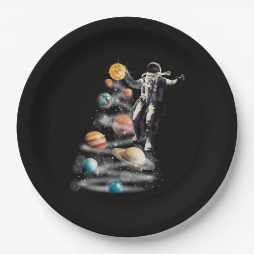 Christmas in Space Solar System Astronaut Invitati Paper Plates