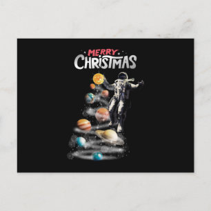 Christmas in Space Solar System Astronaut Invitati Postcard