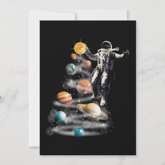 Christmas in Space Solar System Astronaut Invitation (Front)