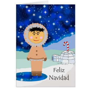 Christmas in Spanish, Feliz Navidad, Winter Eskimo Cards