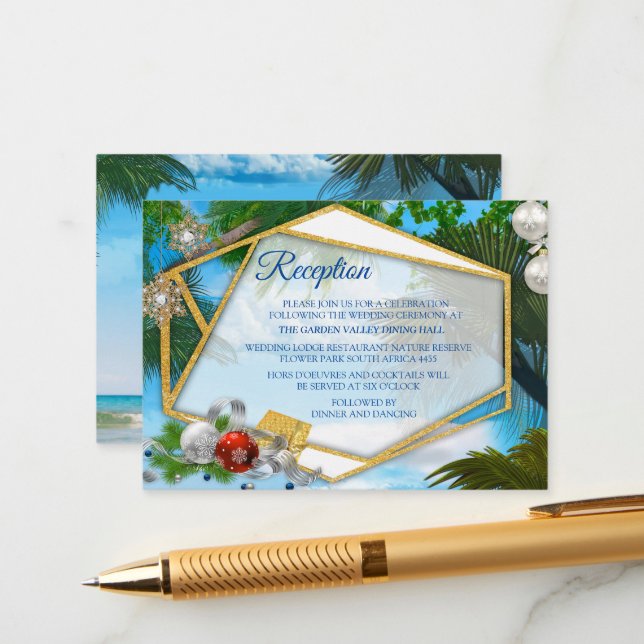 Christmas in Summer Gold Fantasy Theme Enclosure Card (Front/Back In Situ)
