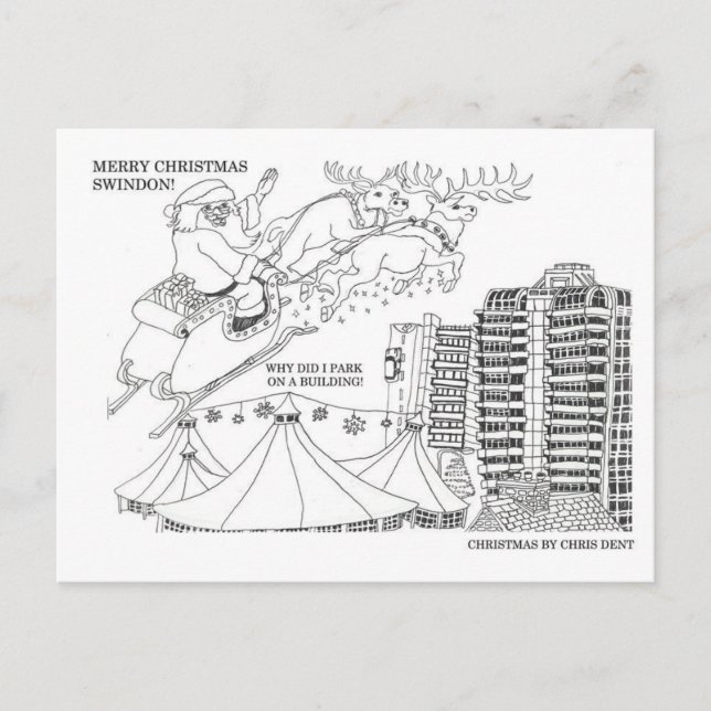 Christmas in Swindon town postcard (Front)