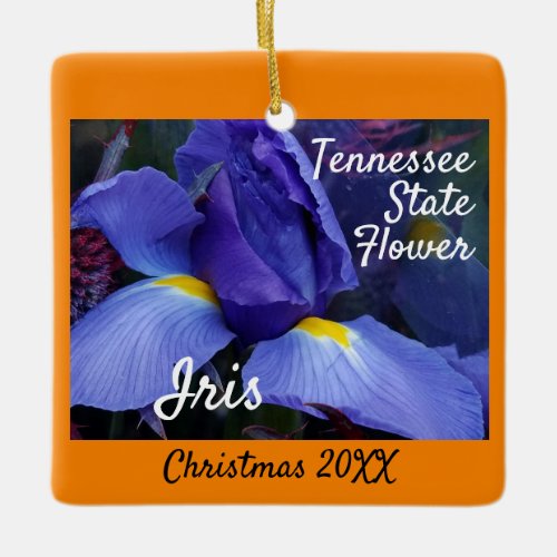 Christmas in Tennessee State Flower Iris Ceramic Ornament