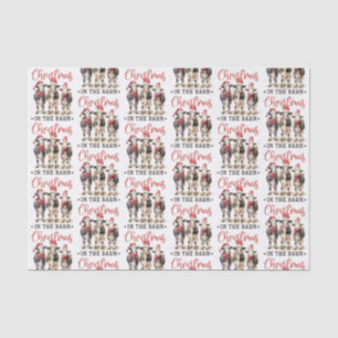 Christmas in the Barn Rustic Cows in Santa Hats Tissue Paper